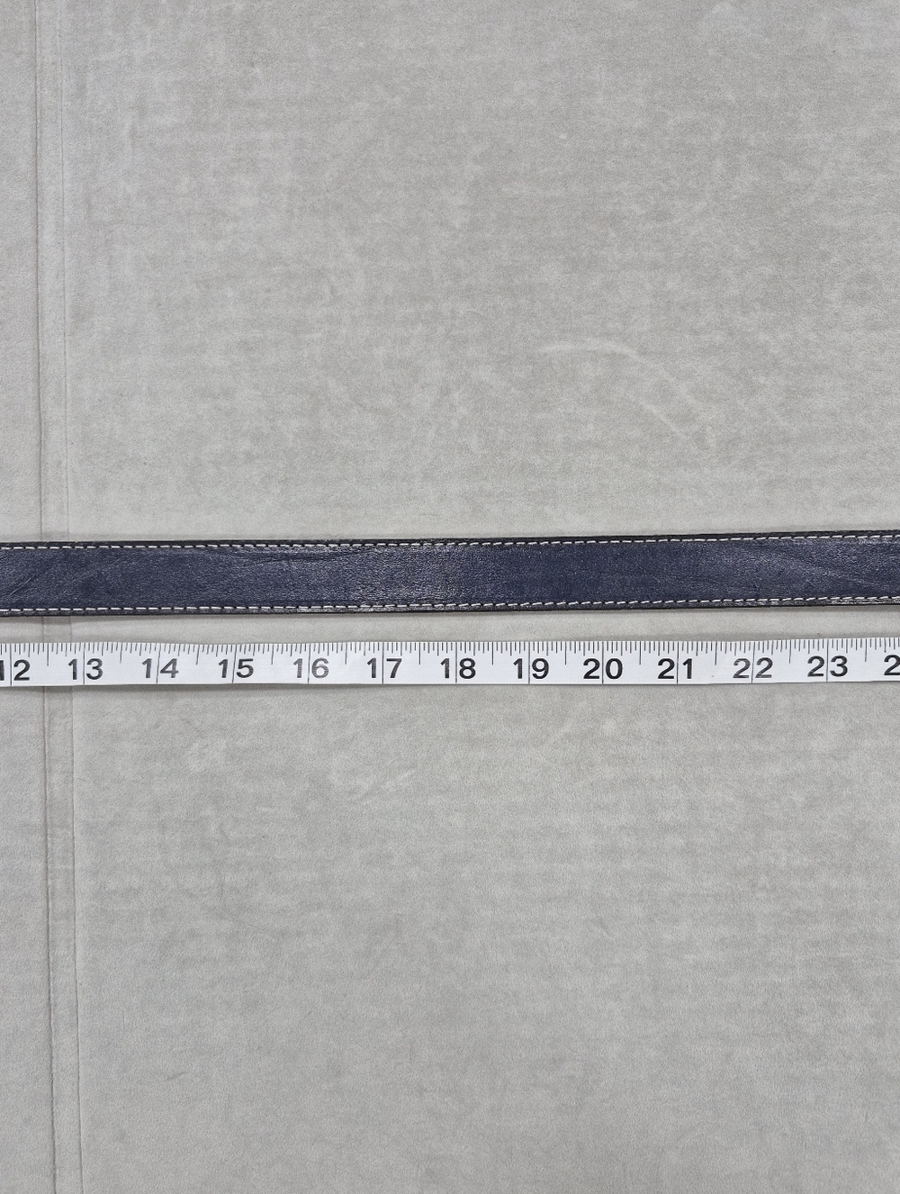 Classic Navy Leather Belt with Brass Buckle - Picture 10 of 12